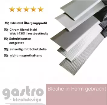 Edelstahl Übergangsprofil, Höhenausgleichsschiene für perfekte Bodenabschlüsse und saubere Übergänge zwischen verschiedenen Bodenbelägen